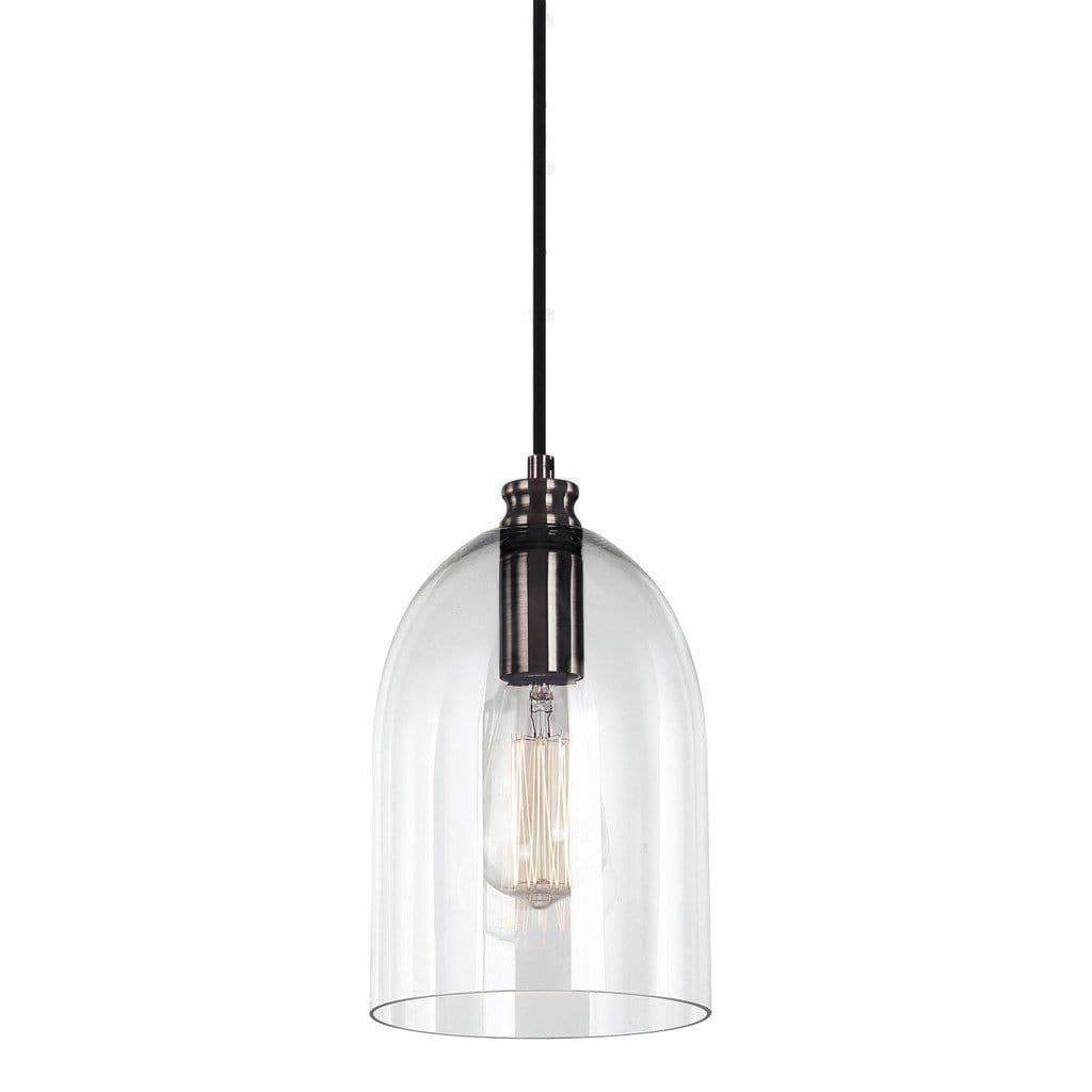 Elegant Willow Dome Glass Pendant Light - Pearl Black Charm
