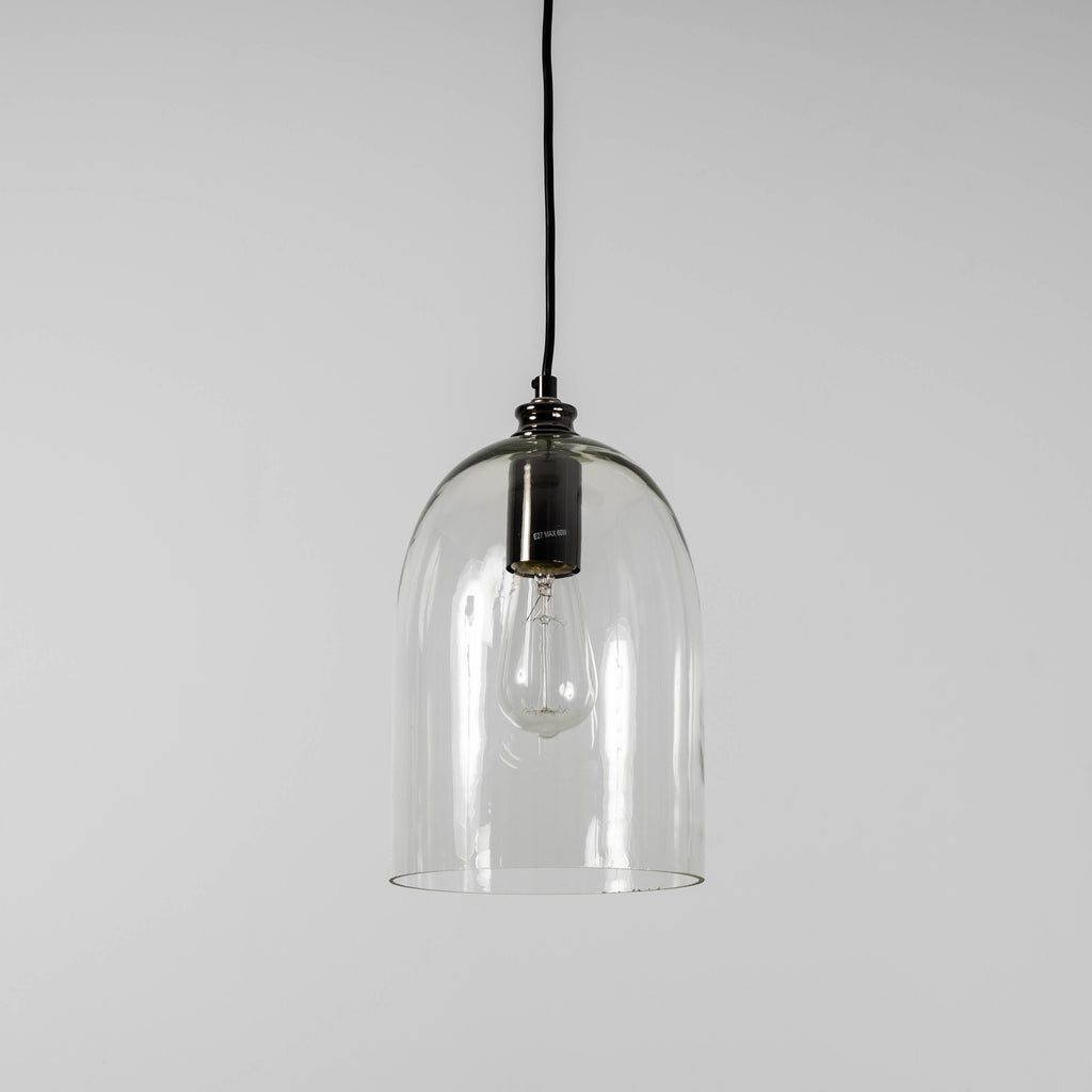 Elegant Willow Dome Glass Pendant Light - Pearl Black Charm