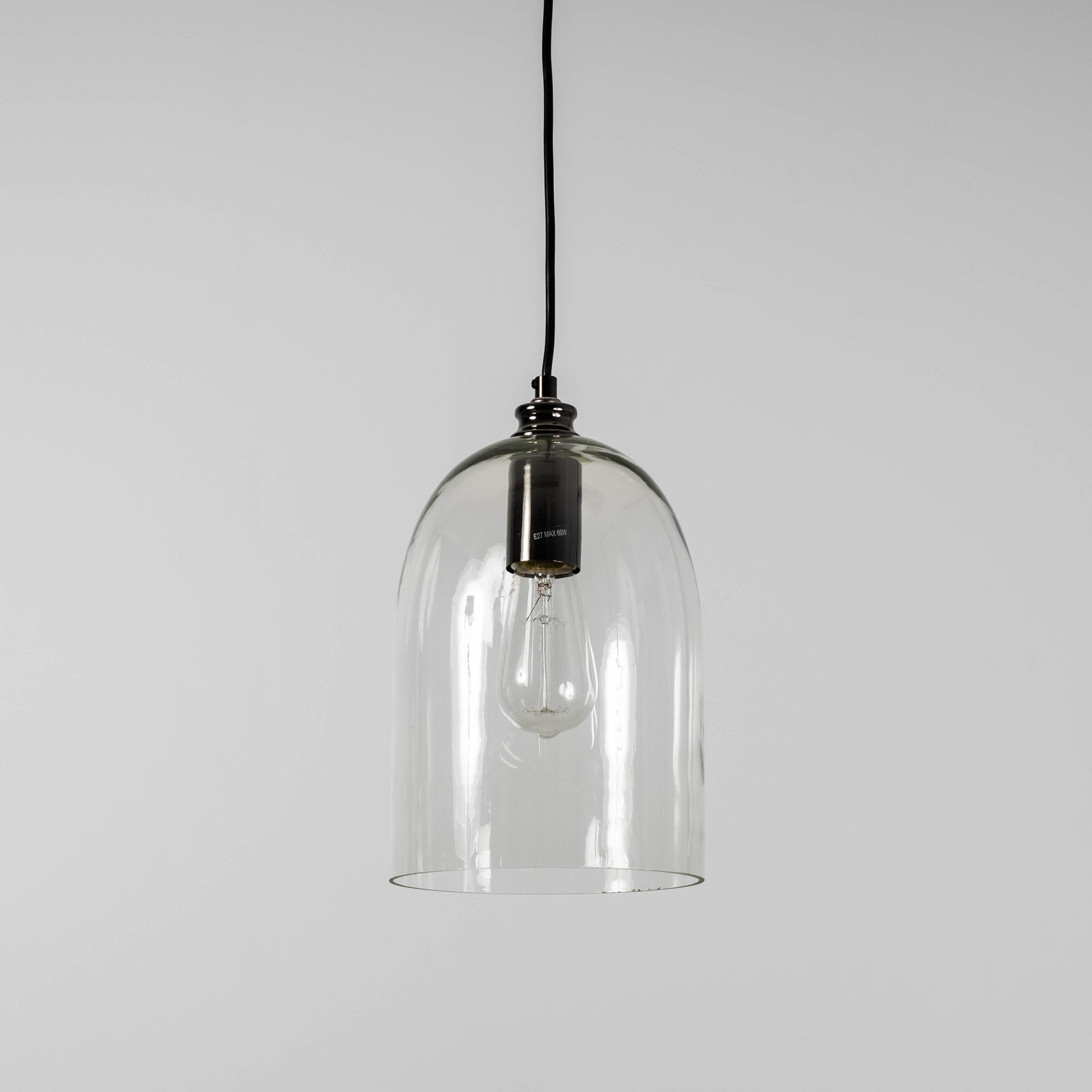 Elegant Willow Dome Glass Pendant Light - Pearl Black Charm