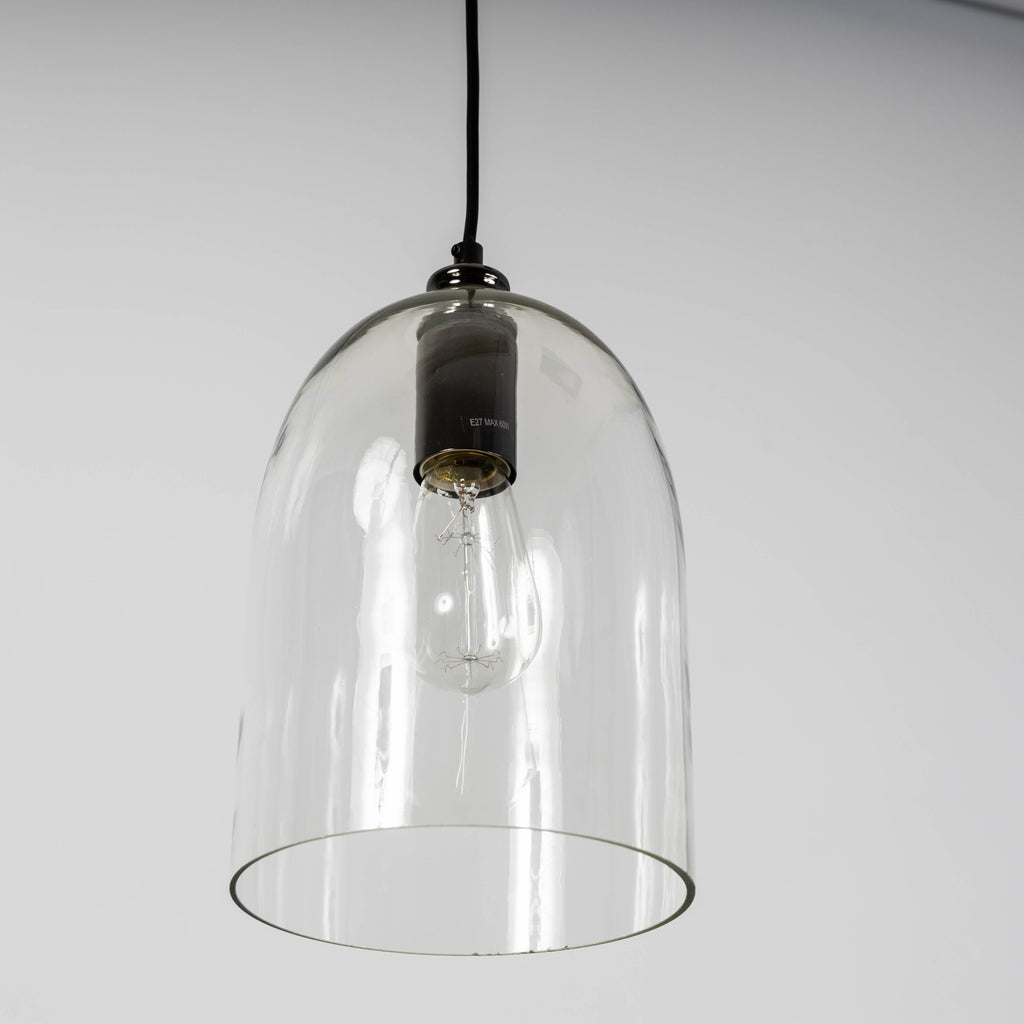 Elegant Willow Dome Glass Pendant Light - Pearl Black Charm