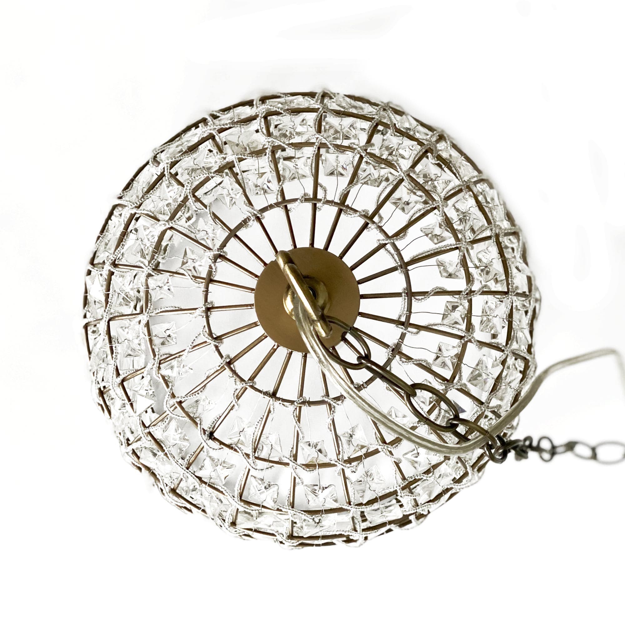Elegant Whitney Dome Glass Chandelier in Antique Brass Finish