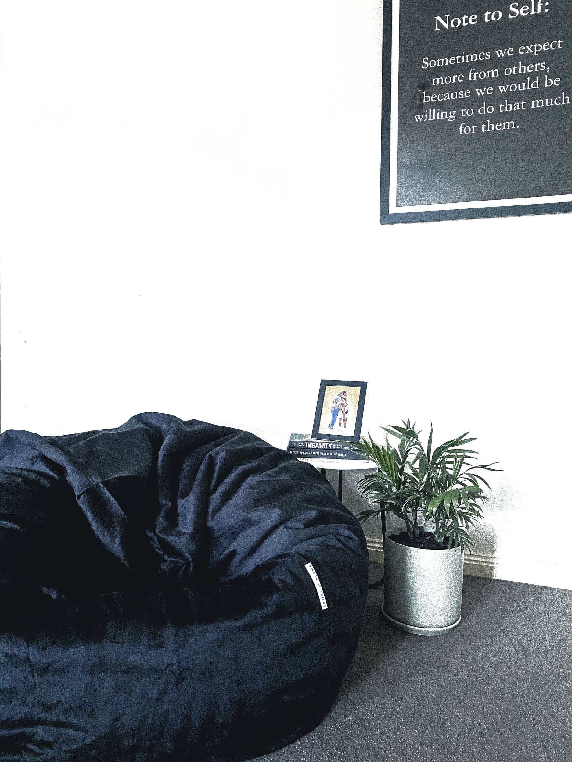 Luxurious Black Faux Fur Bean Bag – Plush Comfort & Style
