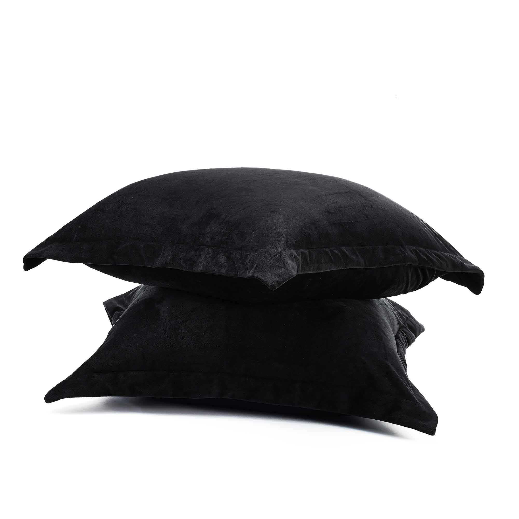 Luxurious Black Velvet Fur European Pillowcase Set