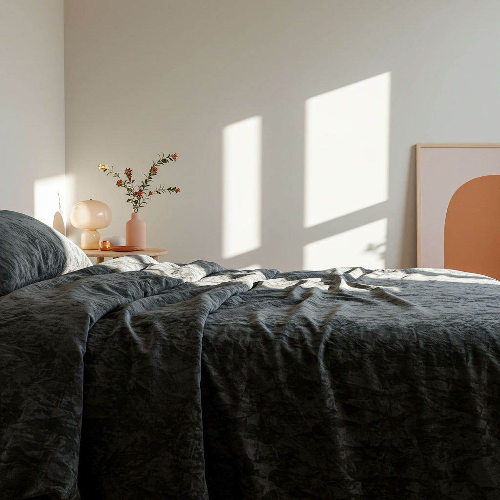Luxury Charcoal Faux Velvet Quilt Cover & Pillowcase Set