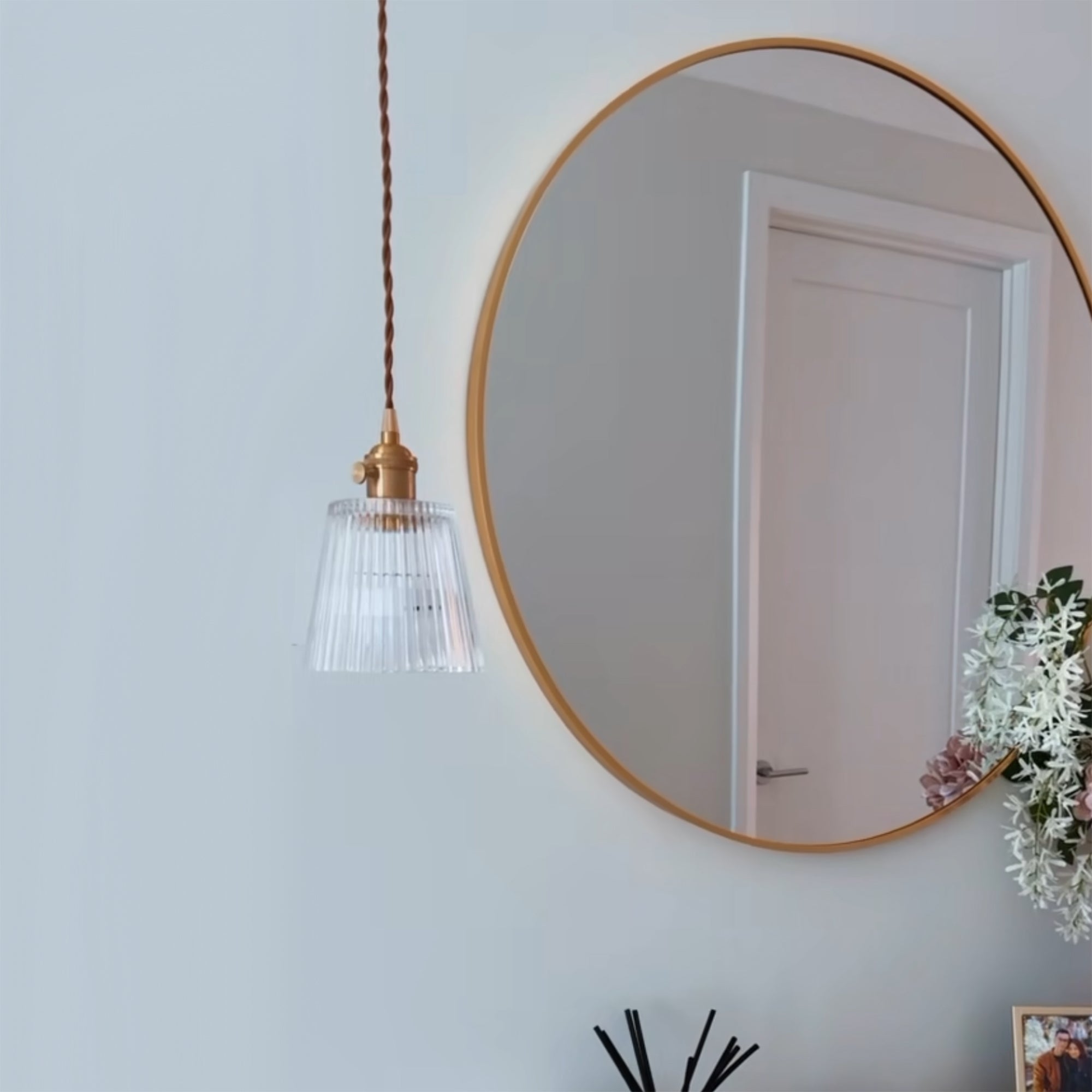 Carrie Vintage Glass Pendant Light with Adjustable Twisted Cord