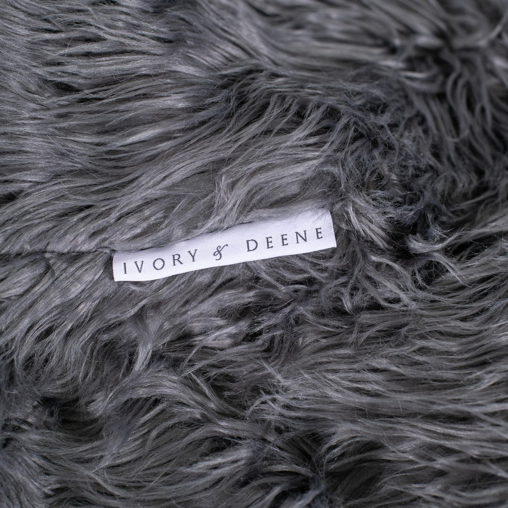 Lush Charcoal Faux Fur Bean Bag - Cozy Comfort & Style