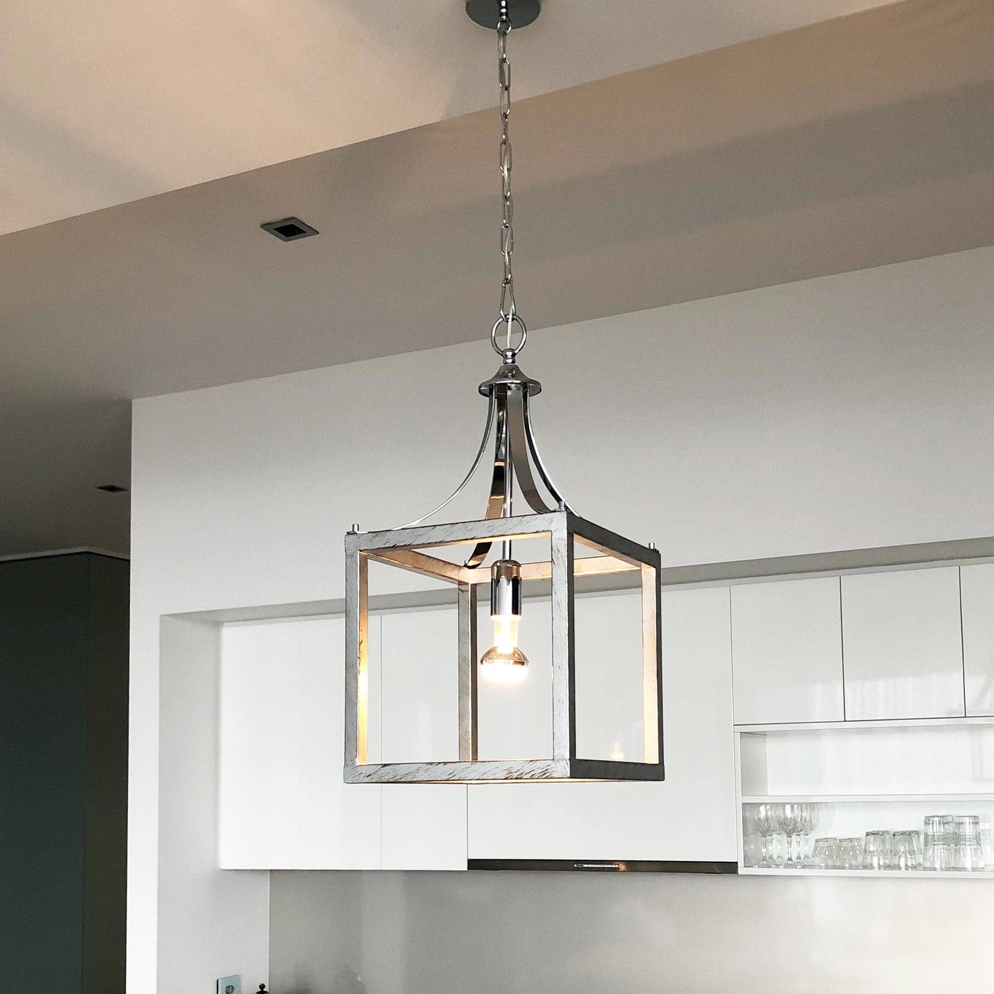 Langham Hampton Style Chrome Lantern Pendant Light