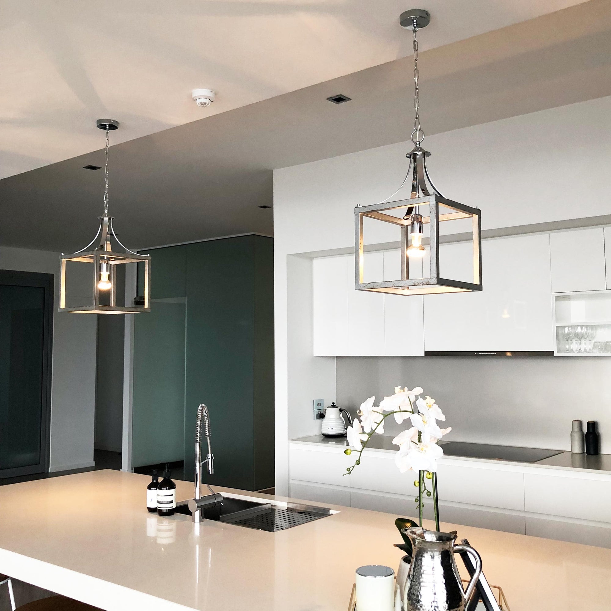 Langham Hampton Style Chrome Lantern Pendant Light
