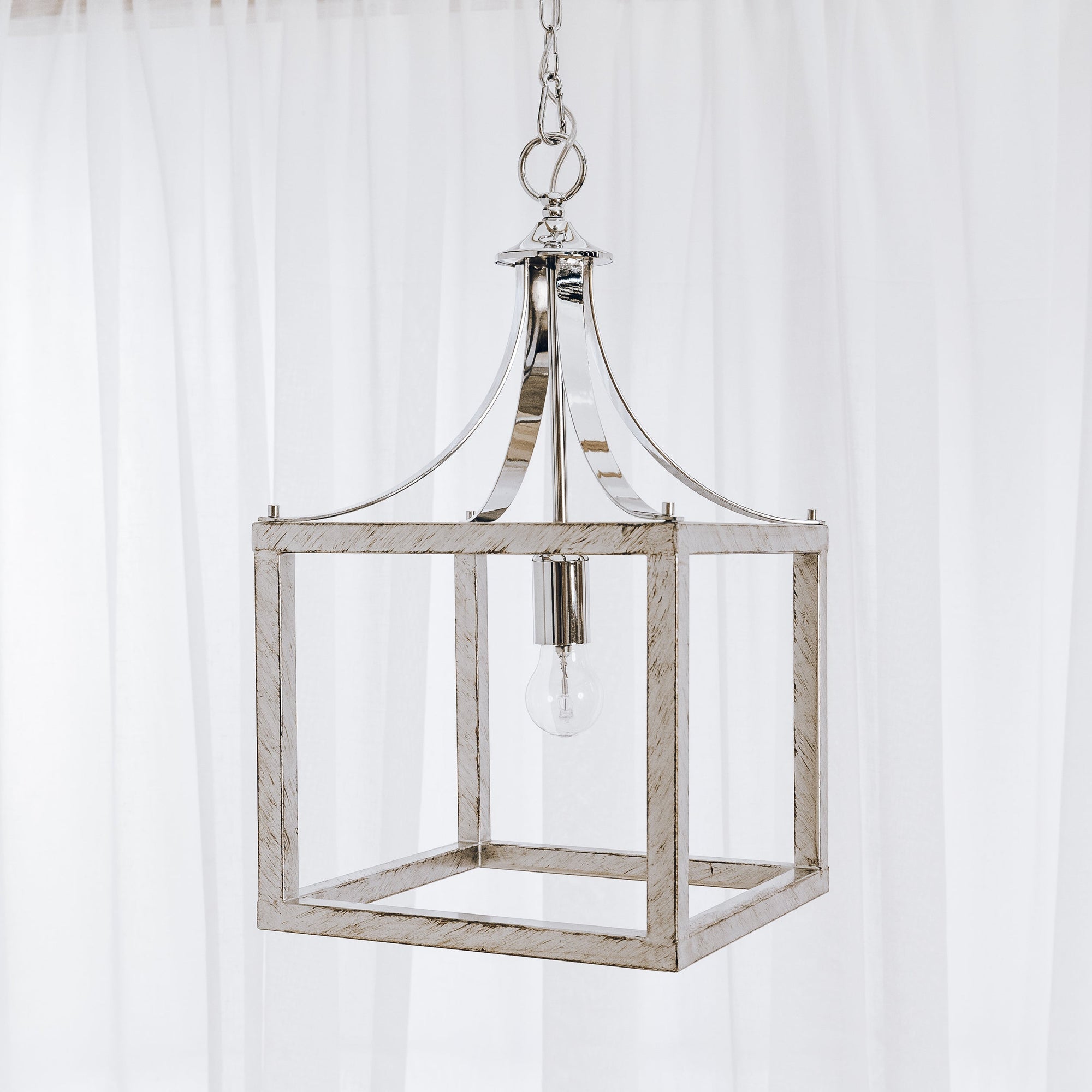 Langham Hampton Style Chrome Lantern Pendant Light