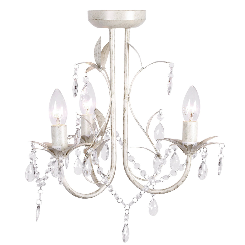 Elegant Harmony Leaf Chandelier - 3-Light Flush Mount - White