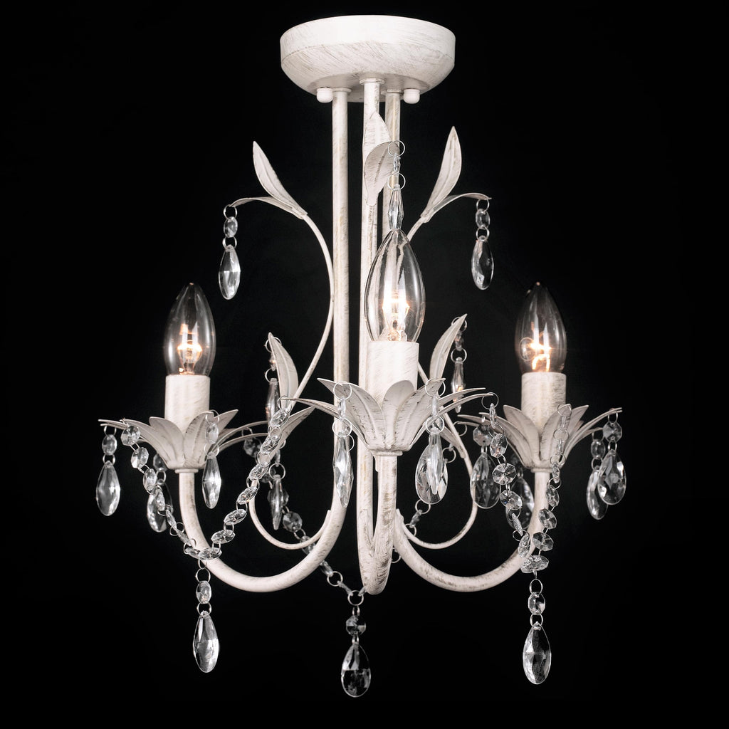 Elegant Harmony Leaf Chandelier - 3-Light Flush Mount - White
