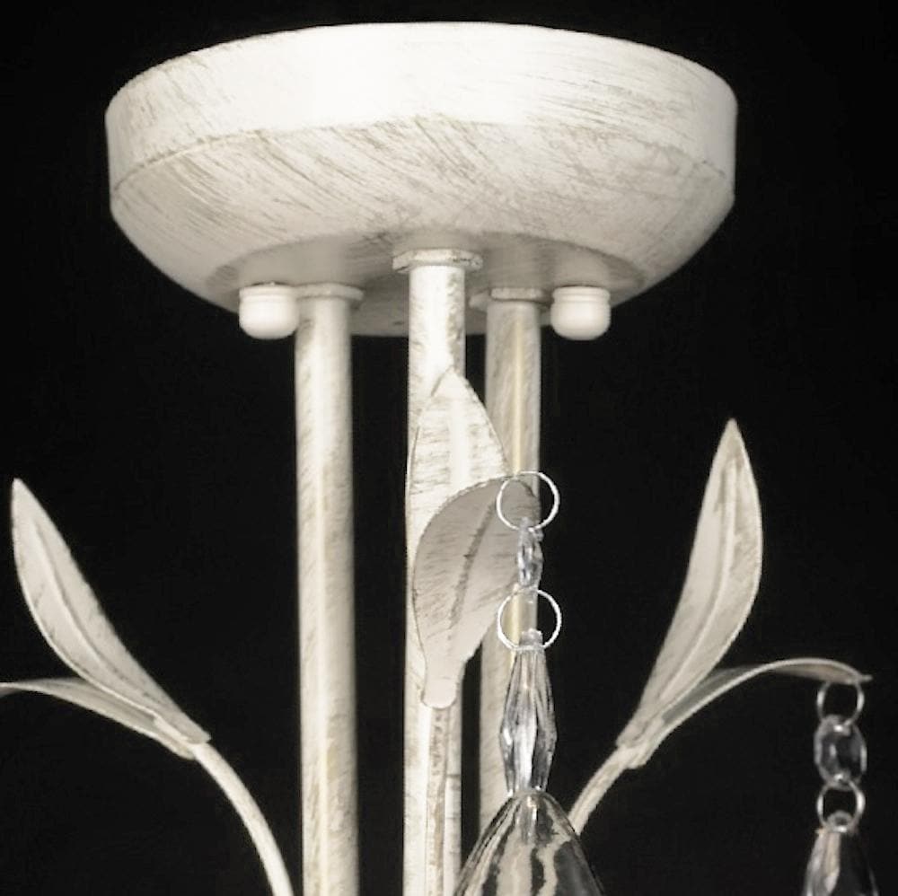 Elegant Harmony Leaf Chandelier - 3-Light Flush Mount - White