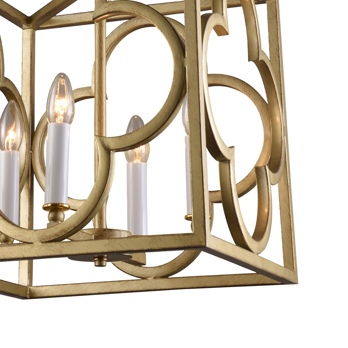 Venetia Modern Detailed Box Frame Lantern Pendant Light - Gold