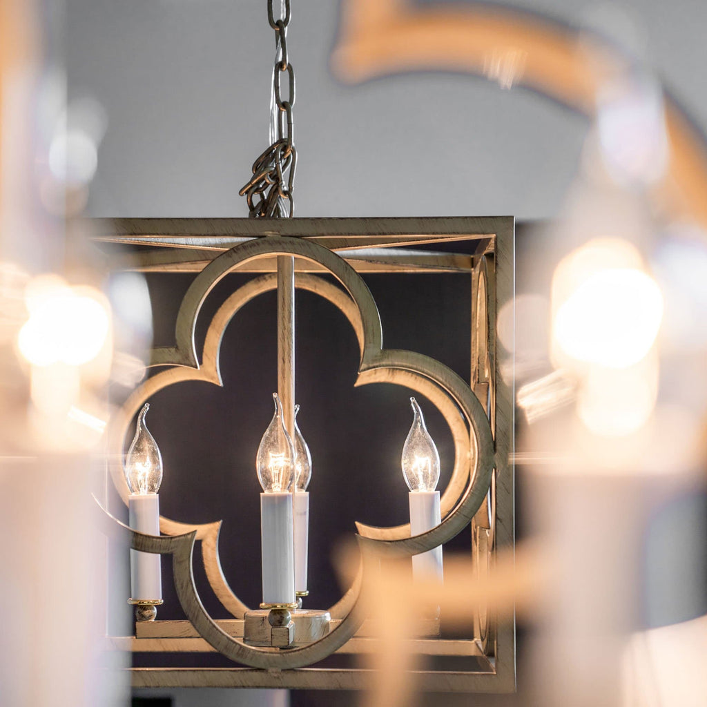 Venetia Modern Detailed Box Frame Lantern Pendant Light - Gold