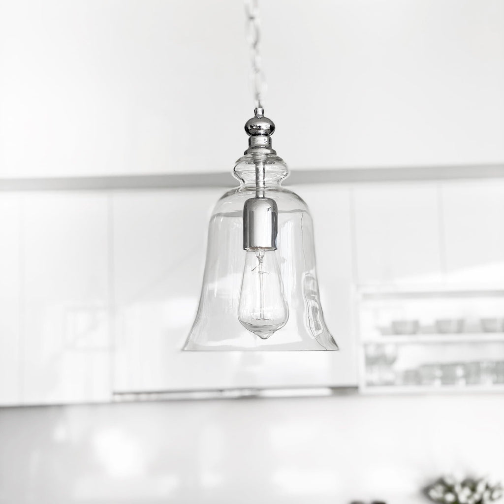 Gracie Glass Bell Pendant Light - Timeless Chrome Elegance