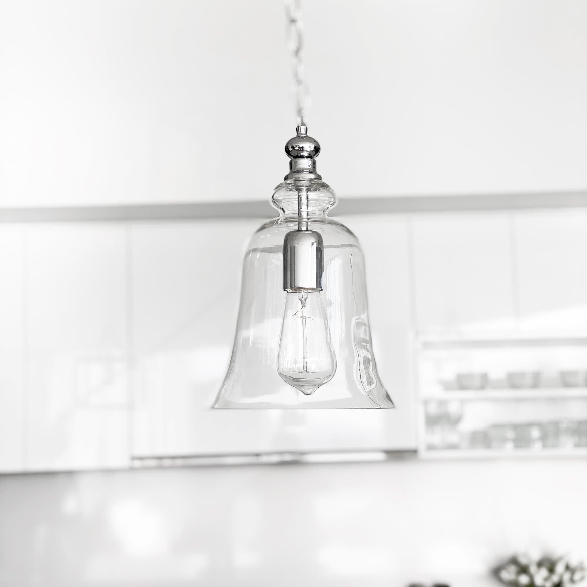 Gracie Glass Bell Pendant Light - Timeless Chrome Elegance