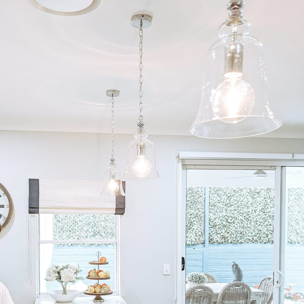Gracie Glass Bell Pendant Light - Timeless Chrome Elegance