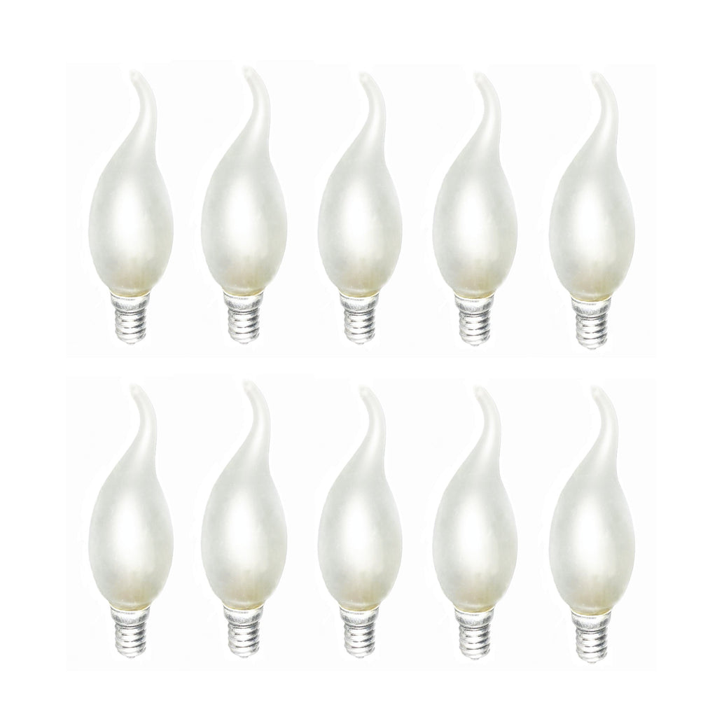 E14 Frosted Flame Tip Candle Bulbs - 10 Pack for Chandelier Lighting