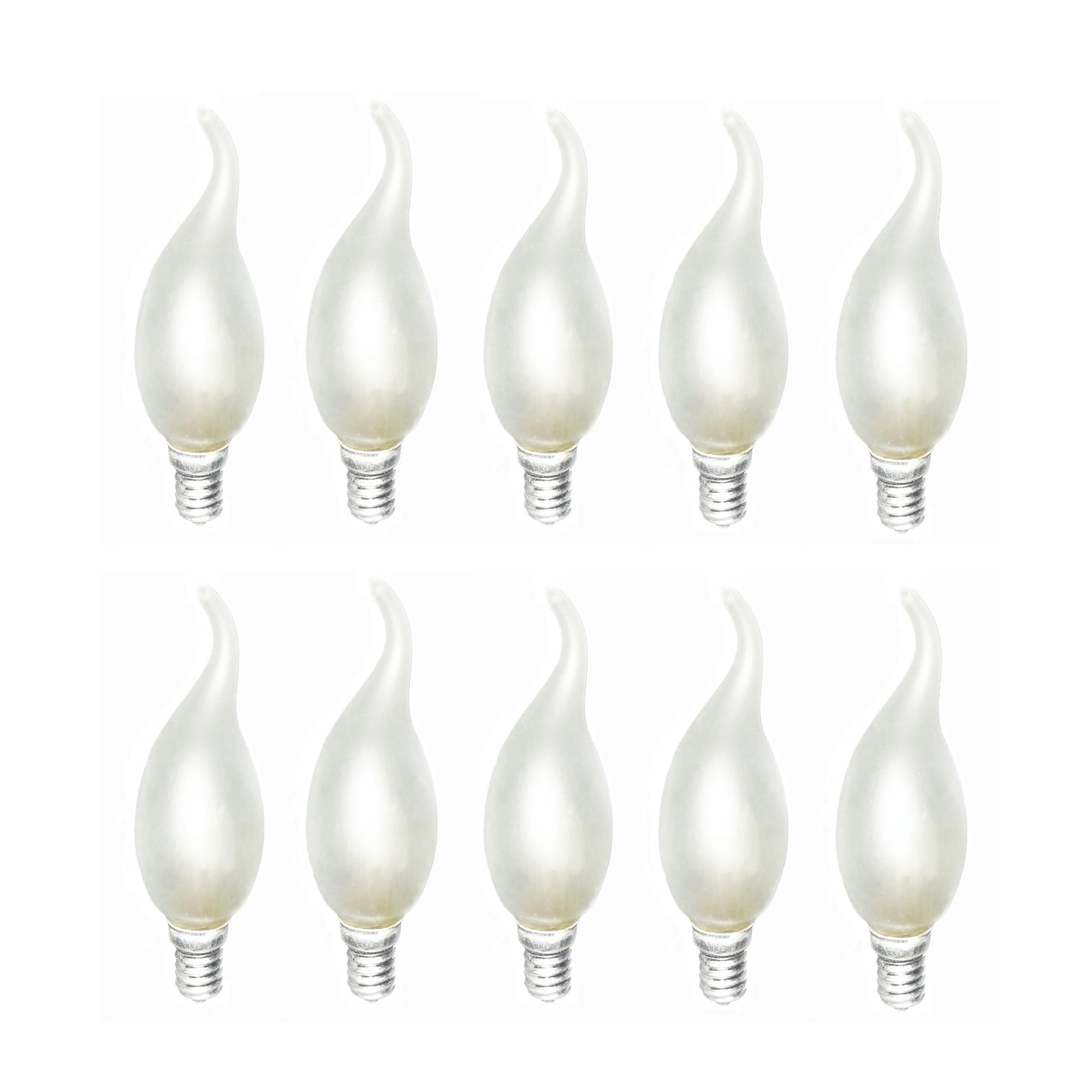 E14 Frosted Flame Tip Candle Bulbs - 10 Pack for Chandelier Lighting