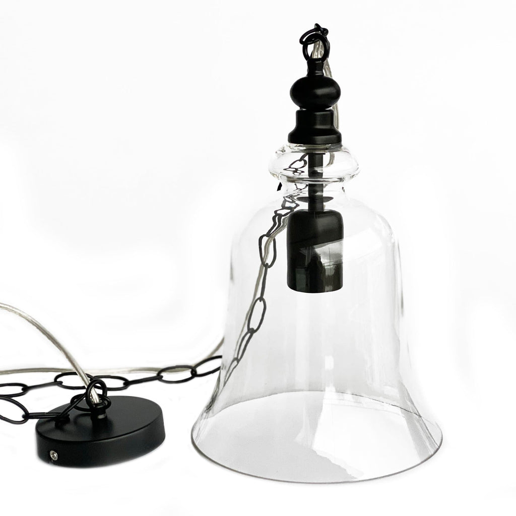 Gracie Glass Bell Pendant Light - Elegant Black Design