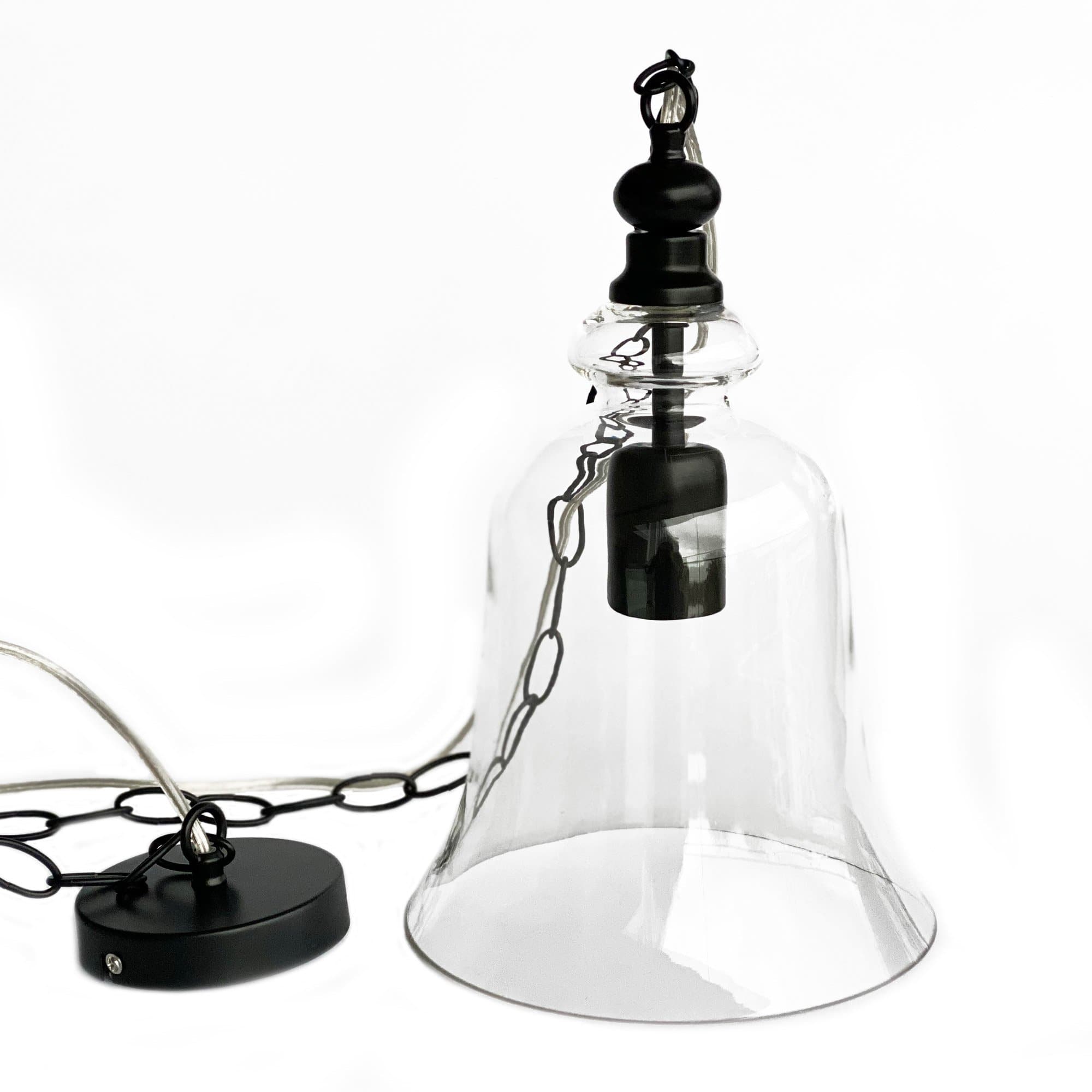 Gracie Glass Bell Pendant Light - Elegant Black Design