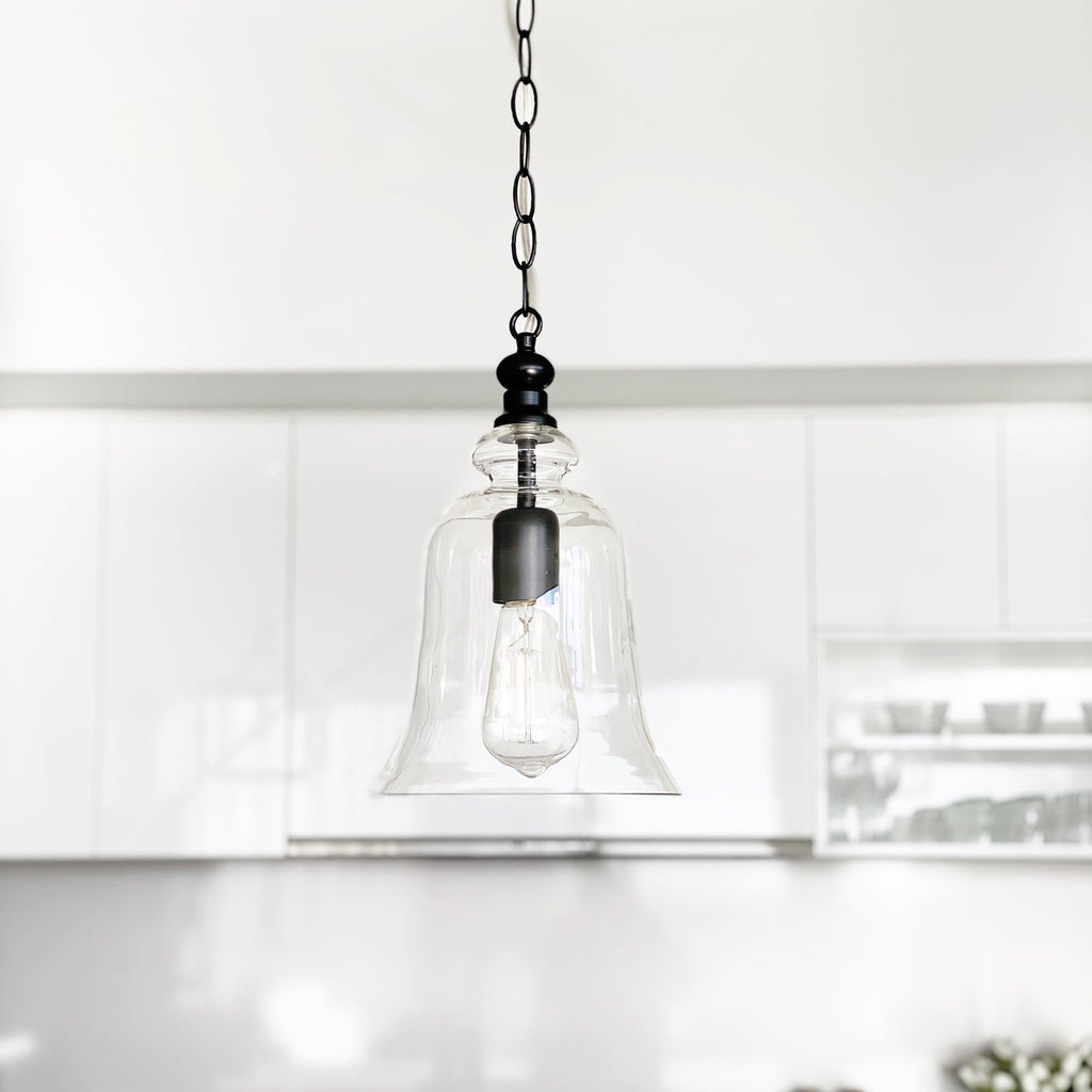 Gracie Glass Bell Pendant Light - Elegant Black Design