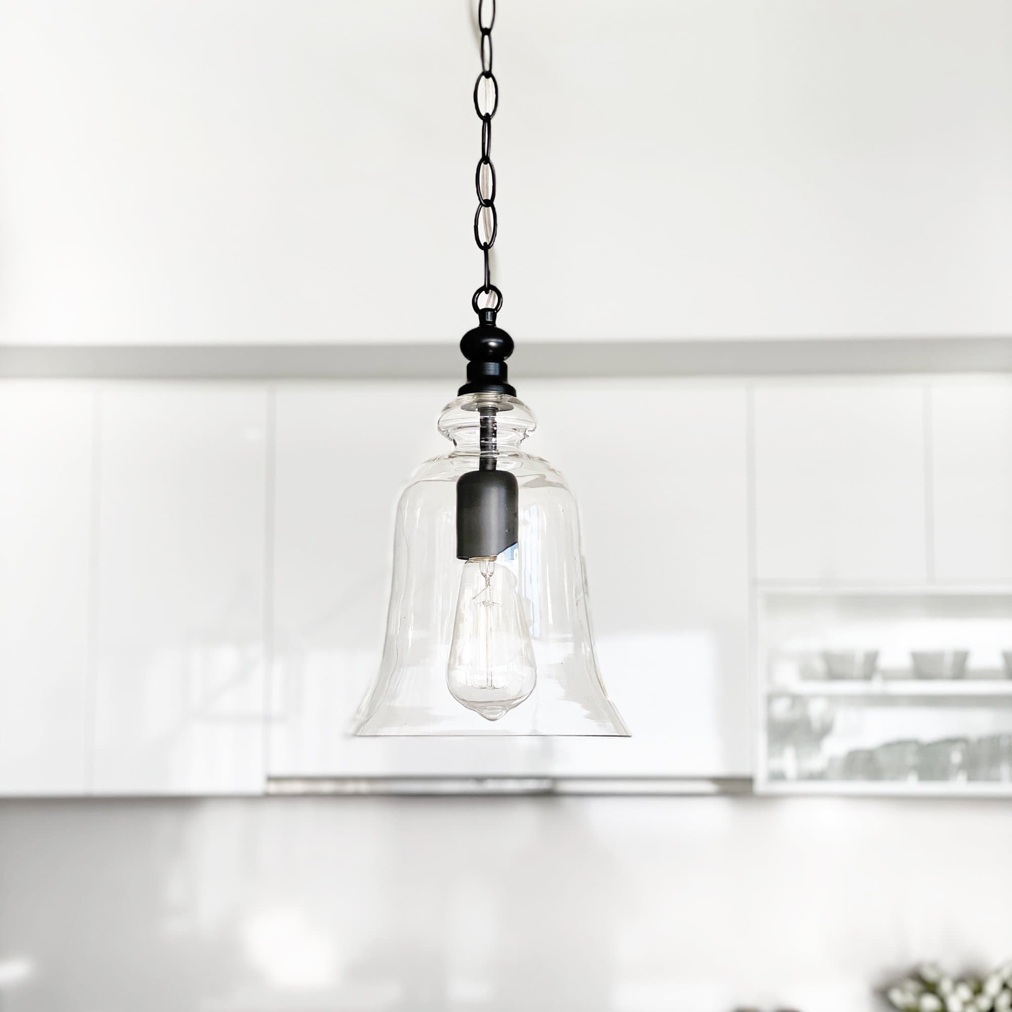 Gracie Glass Bell Pendant Light - Elegant Black Design