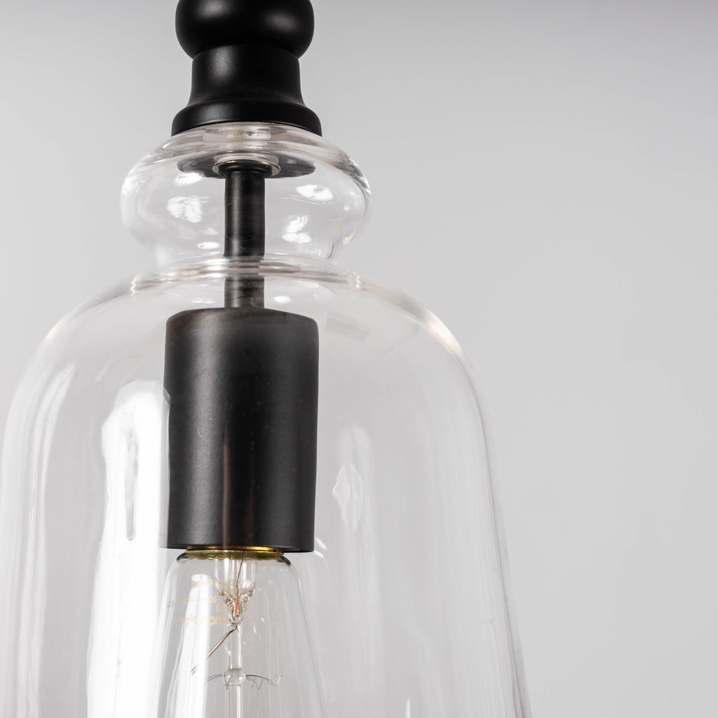 Gracie Glass Bell Pendant Light - Elegant Black Design