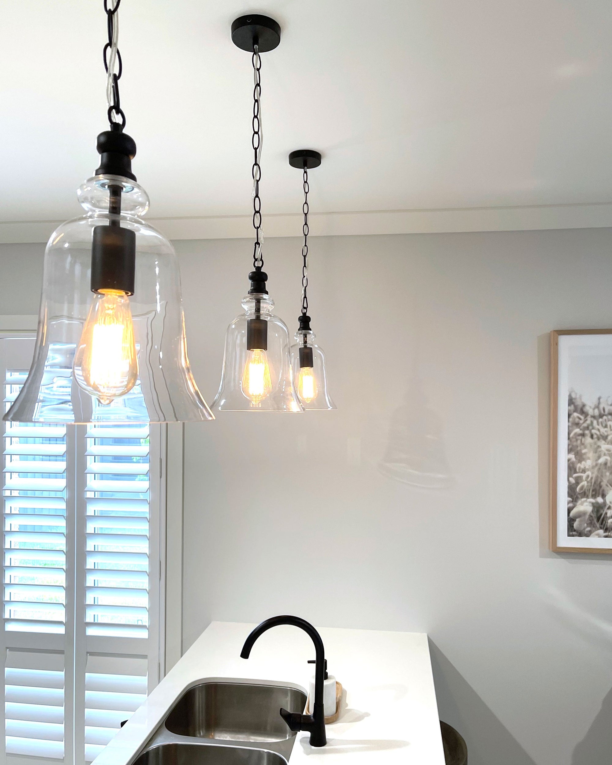 Gracie Glass Bell Pendant Light - Elegant Black Design