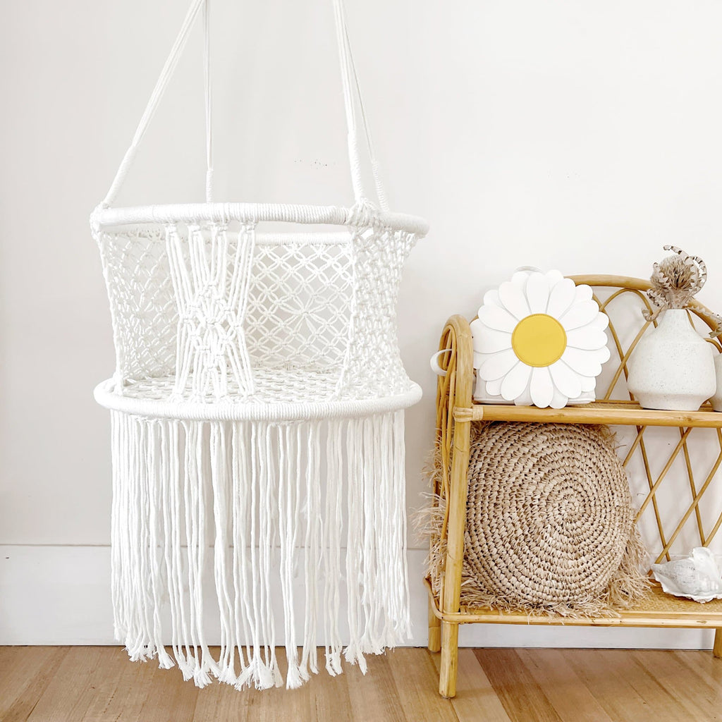 Macrame Baby Swing Chair - Cozy Cream Hammock for Indoor & Outdoor Use