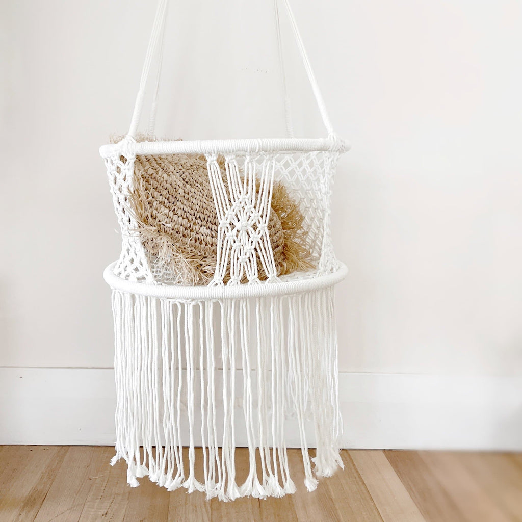 Macrame Baby Swing Chair - Cozy Cream Hammock for Indoor & Outdoor Use