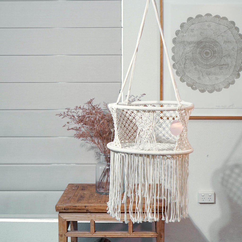 Macrame Baby Swing Chair - Cozy Cream Hammock for Indoor & Outdoor Use