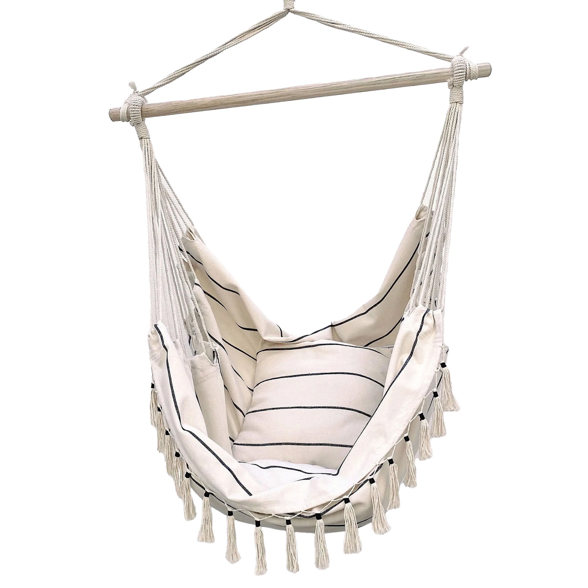 Soho Pinstripe Cream Hammock Chair with Cushions - Relax in Style