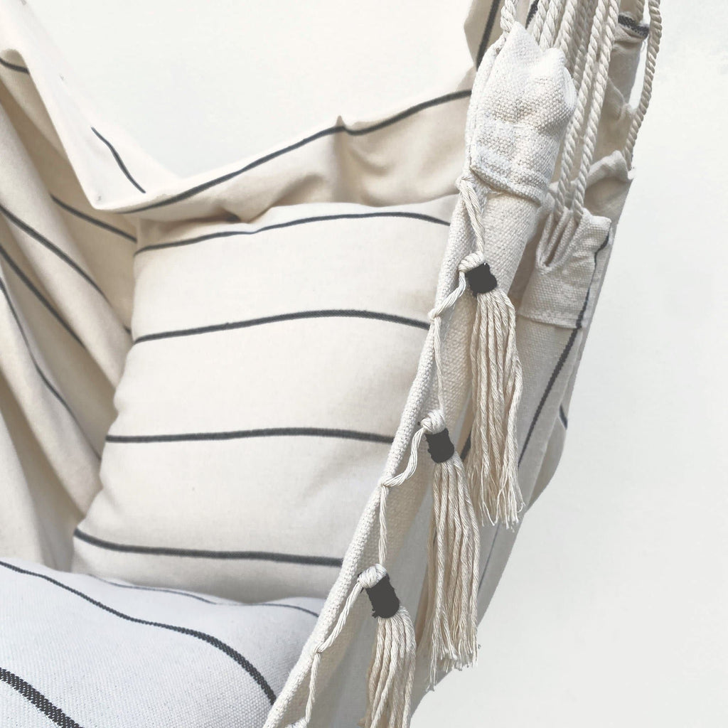 Soho Pinstripe Cream Hammock Chair with Cushions - Relax in Style