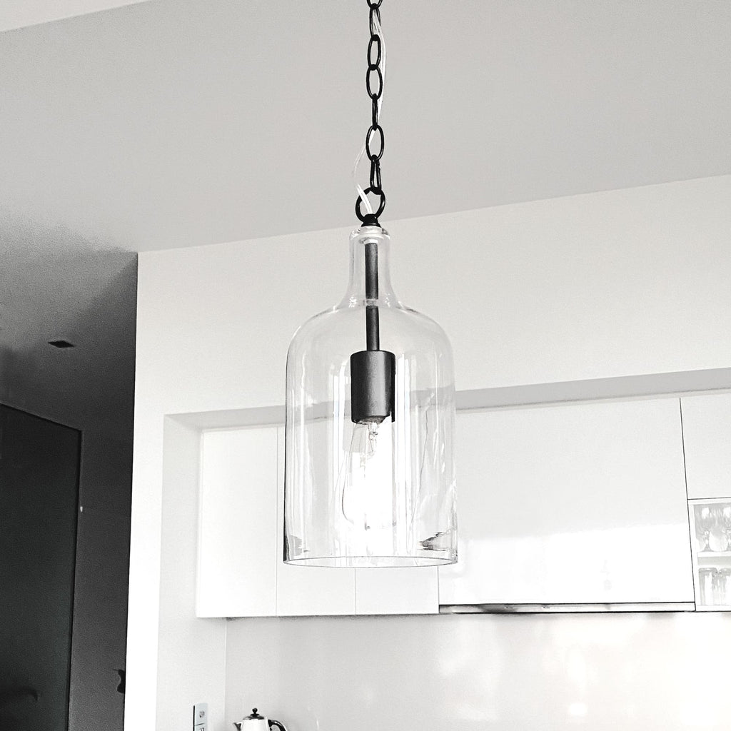 Kendal Black Glass Pendant Light - Vintage Industrial Charm
