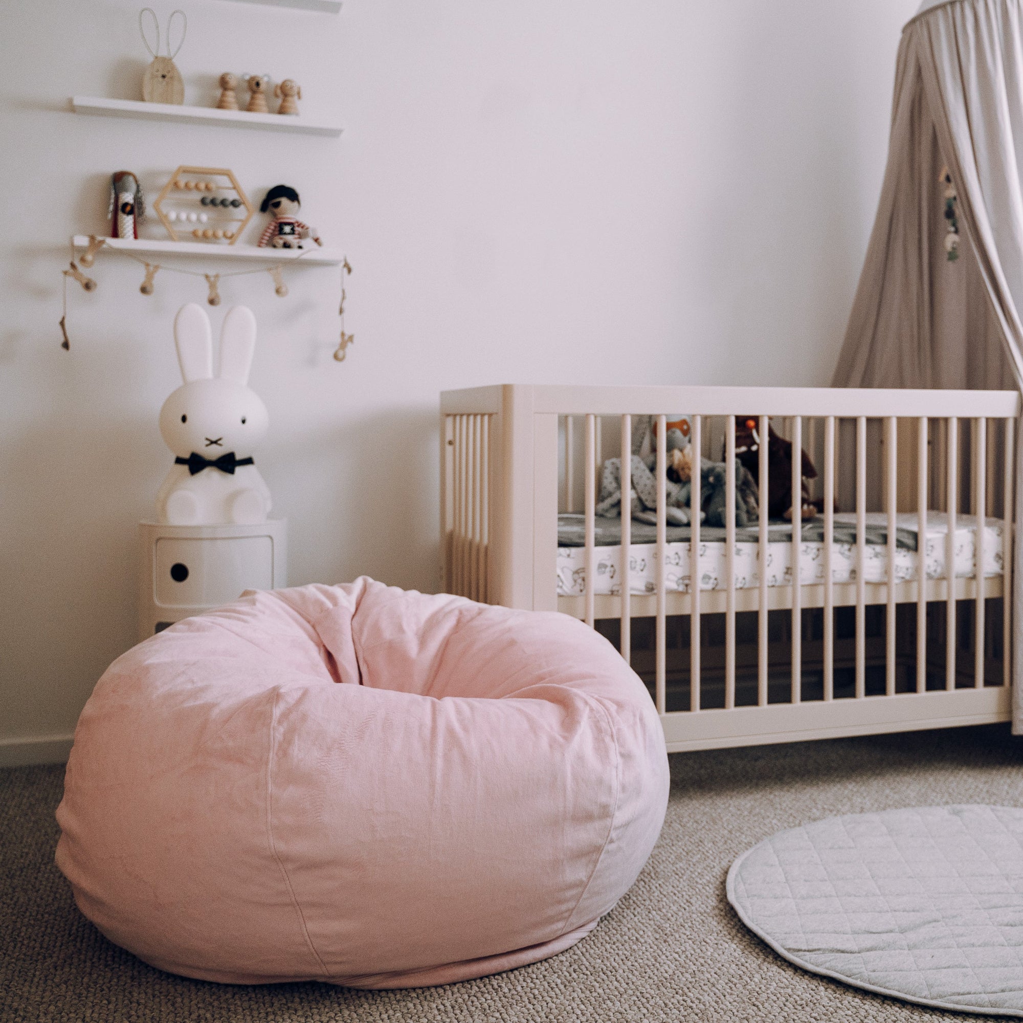 Blush Pink Pierre Fur Bean Bag - Soft Velvet Comfort