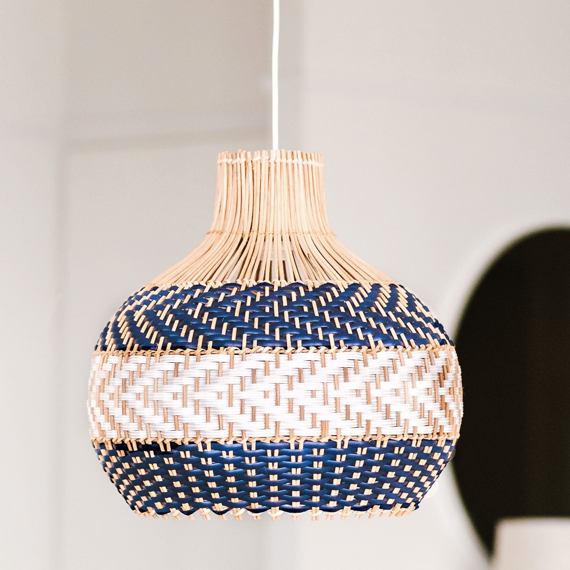 Bondi Rattan Pendant Light - Unique Blue & White Design