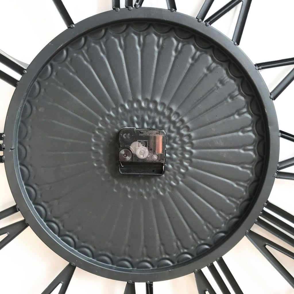 Tuscany Large Charcoal Metal Wall Clock - Vintage Industrial Style