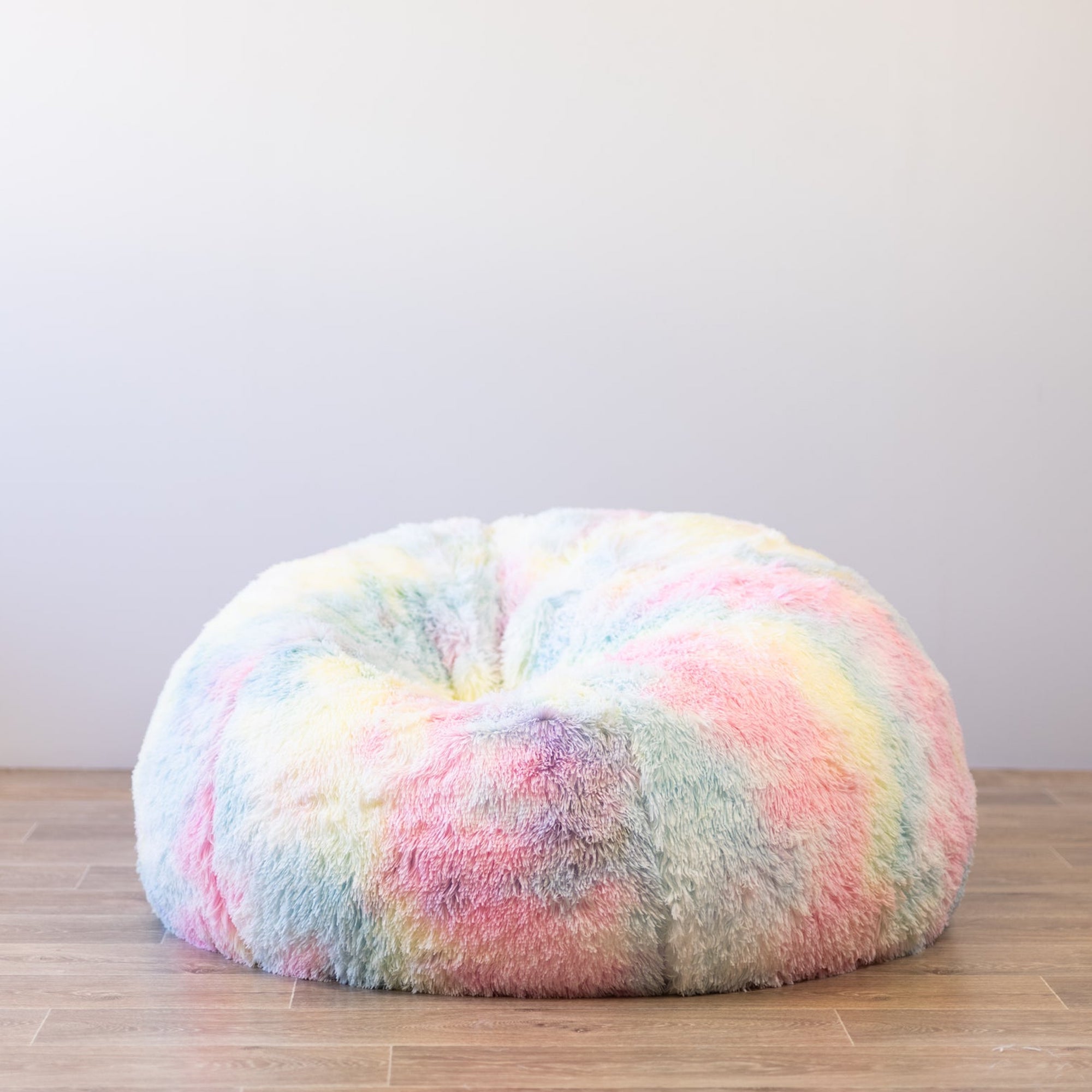 Shaggy Rainbow Unicorn Tie Dye Bean Bag - Cozy & Fun