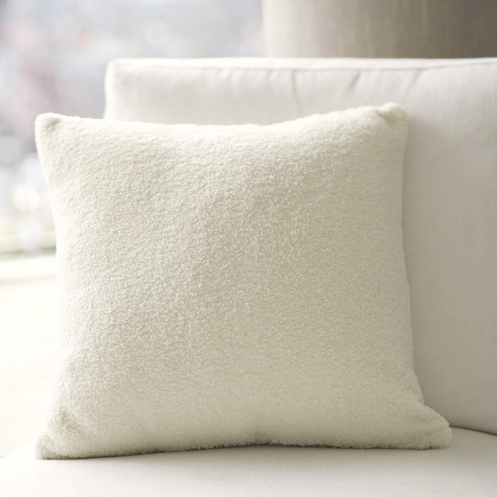 Ivory & Deene Boucle Teddy Cushion Cover with Insert - French White