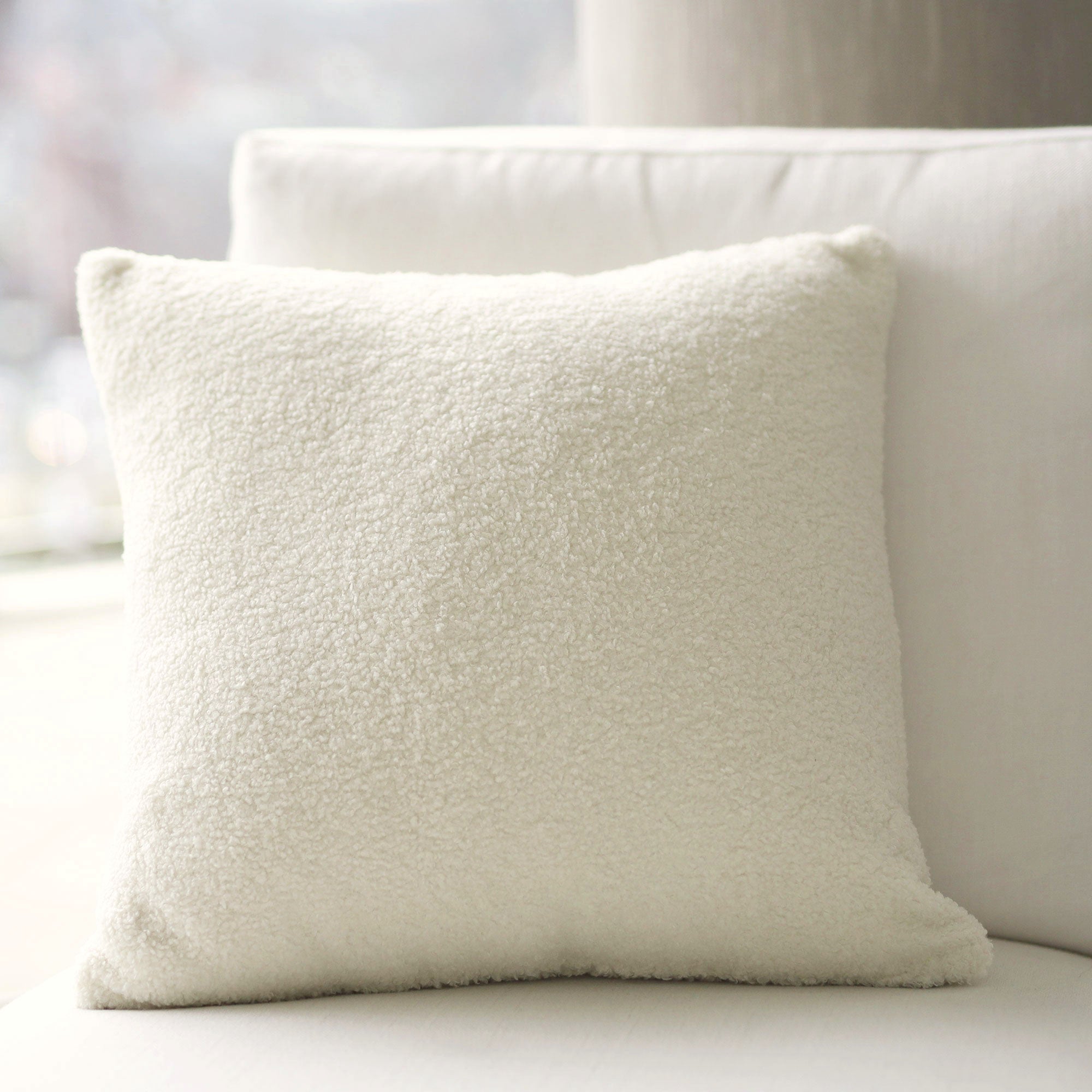 Ivory & Deene Boucle Teddy Cushion Cover with Insert - French White