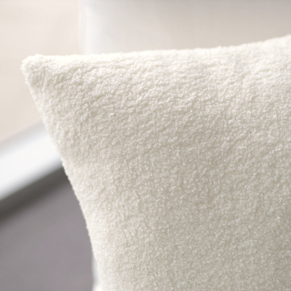 Ivory & Deene Boucle Teddy Cushion Cover with Insert - French White