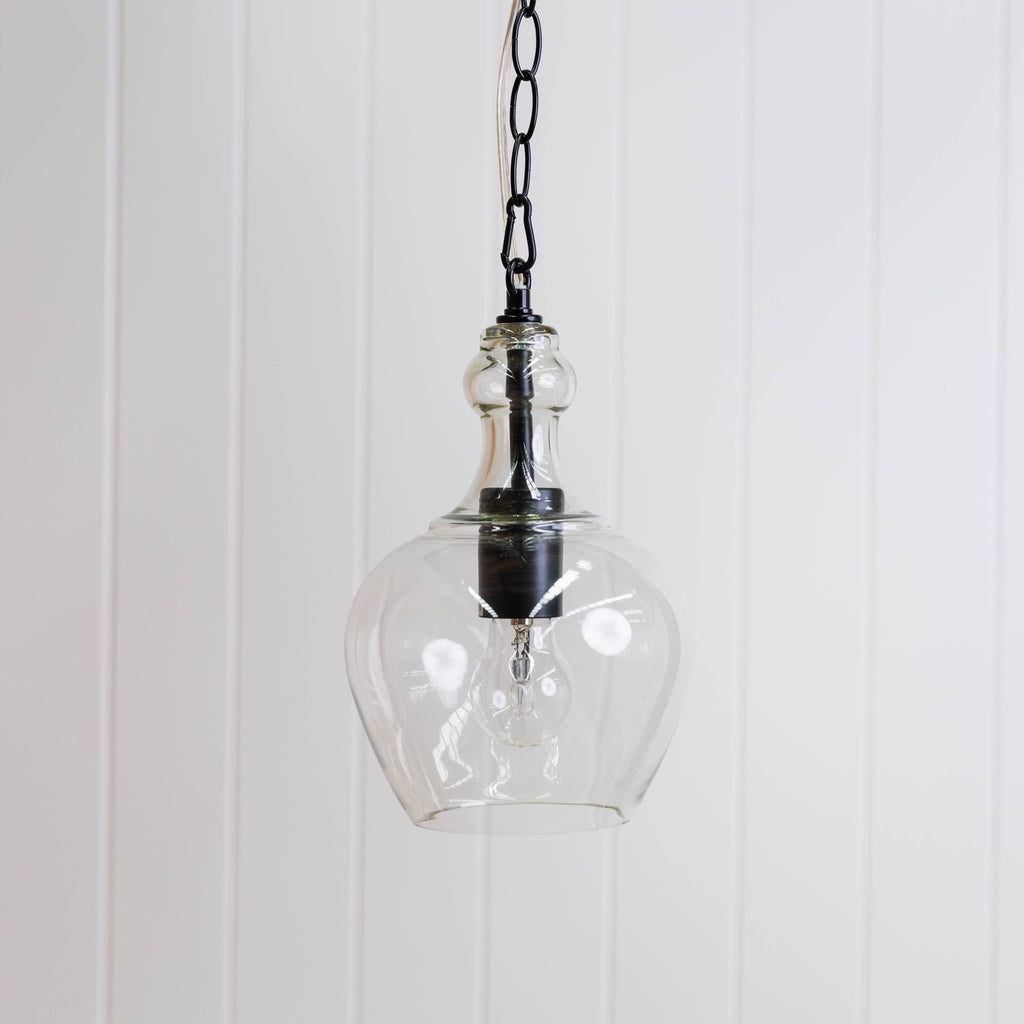 Elegant Valentine Glass Pendant Light in Matt Black Finish