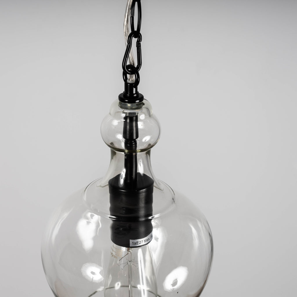 Elegant Valentine Glass Pendant Light in Matt Black Finish