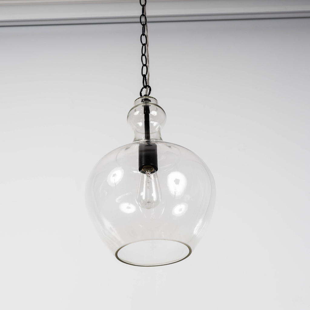 Elegant Valentine Glass Pendant Light in Matt Black Finish