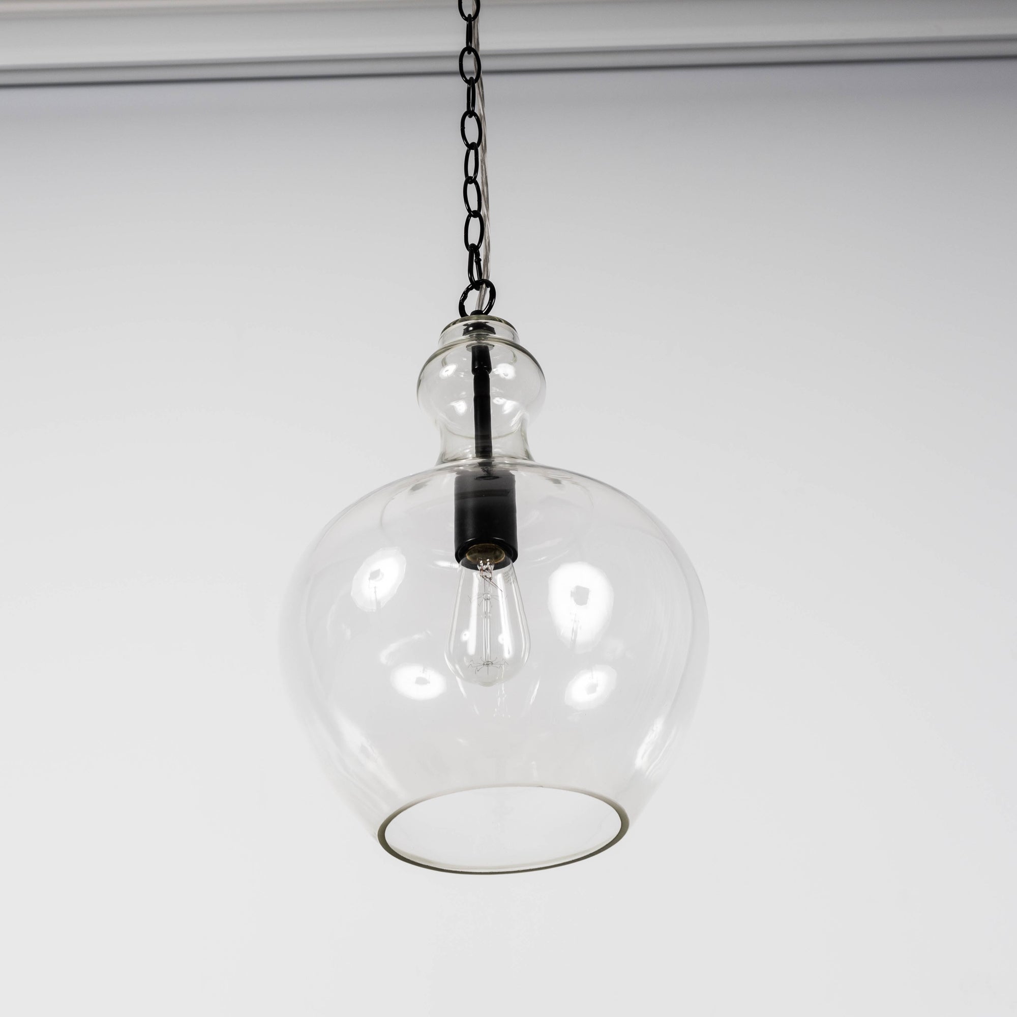 Elegant Valentine Glass Pendant Light in Matt Black Finish
