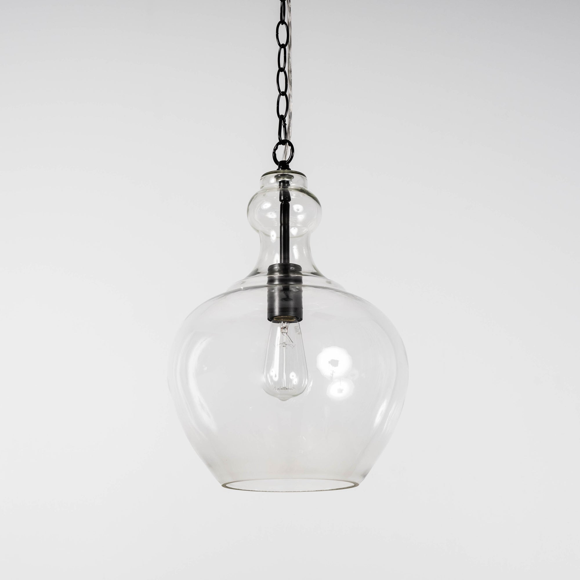Elegant Valentine Glass Pendant Light in Matt Black Finish