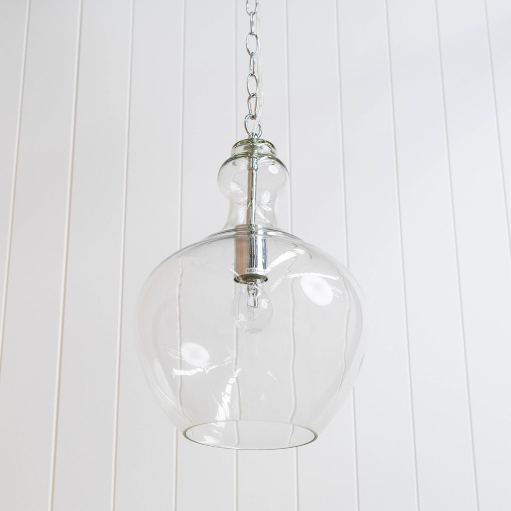Elegant Valentine Pendant Light - Handblown Glass & Chrome Finish