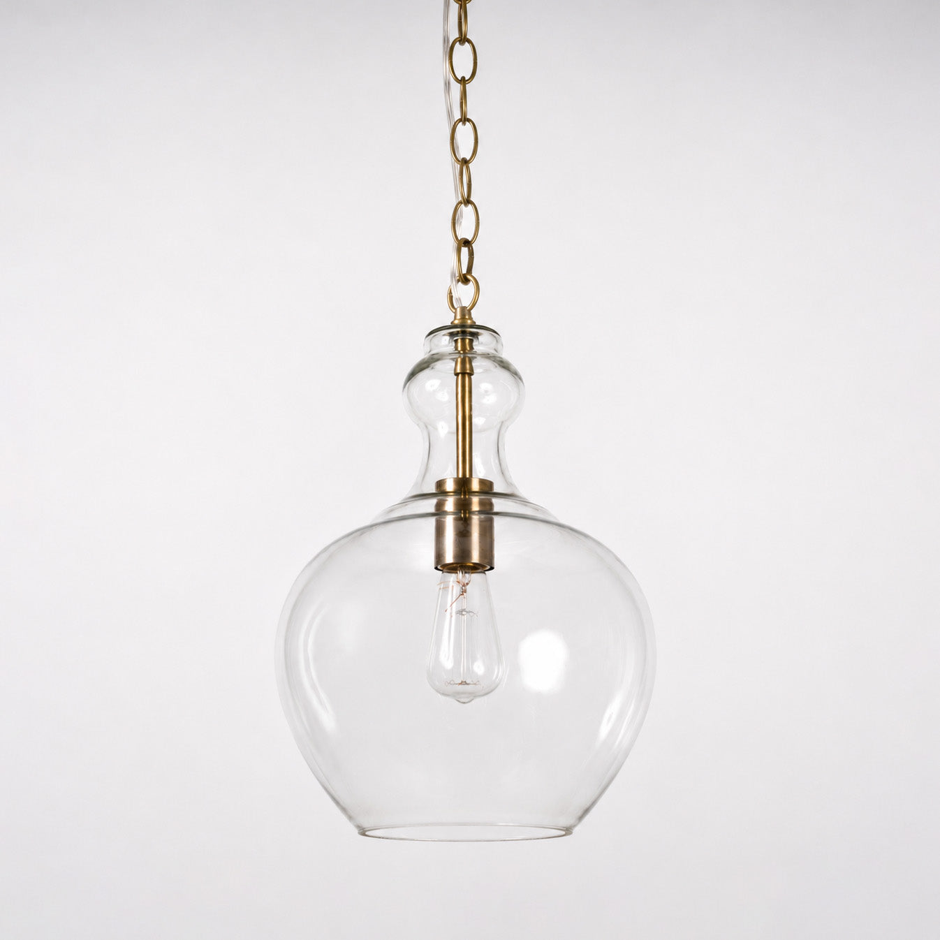 Elegant Valentine Antique Brass Glass Pendant Light