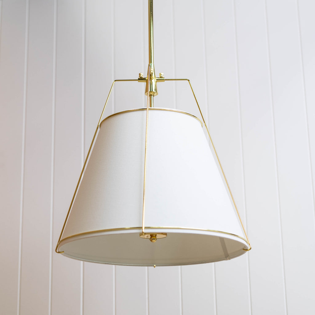 Jessie Pendant Light - Elegant White Shade with Gold Accents